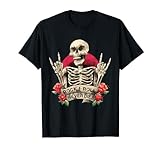 Lets Rock Rock & Roll Esqueleto mano Vintage Retro Rock Concierto Camiseta