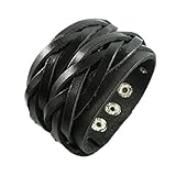 Original Tribe Punky de Cuero Ajustable Muñequera Brazalete - Excelente para Hombres, Mujeres, Adolescentes, Niños, Niñas Sl2460 (Negro)