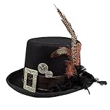 Boland 54501 - Sombrero Plumepunk con engranajes, negro, steampunk, cilindro, sombrero, accesorio, disfraz, fiesta temática, carnaval, Halloween