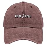 Gorra de béisbol Rock and Roll Trucker Sombreros para hombre Retro Lavado Algodón Ajustable, rojo vino, Talla única