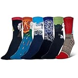 WolinTek 6 pares Calcetines de Algodón Hombre y Mujer Arte Retro Pinturas Famosas Calcetines