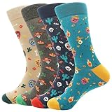 PETIBU 4 Pares Calcetines Hombre Divertidos Algodón, Regalos Originales Hombre Retro (FR/ES, Números, 40, 46, 4x Catrinas)