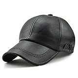 Ueither Gorra de Béisbol para Hombre Ajustable Sombrero de Cuero Suave de PU Sombrero Deportivo Al Aire Libre Otoño Invierno