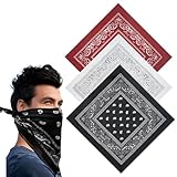 OHREN Bandanas Paisley, 3 piezas, pañuelos unisex, pañuelo multifunción, bufandas para el cuello, muñequera, diseño de anacardo, patrón original de paisley, rojo, bandana hombre, pañuelo cowboy
