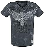 Rock Rebel by EMP Camiseta con Estampado y Cuello en V Hombre Camiseta Gris L 100% algodón Regular