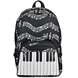 Punk Oxford Mochila con diseño de notas musicales, para la escuela, Niños y Niñas, Elegante, Arte (4 Colores), Keyboard black