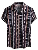 Yuson Girl Camisa Hawaiana de Manga Corta para Hombre Funky, Camisa Vintage Estampada con Botones Vacaciones de Impreso Playa, Camisa Informal para Señores (Marina, M)