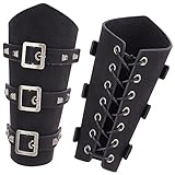 NBEADS 2 Juego de Protectores de Brazo de Piel Sintética para Adultos, Brazaletes con Hebilla de Cuero Medieval de 19.5x23.8x1.5cm, Pulsera con Hebilla, Brazalete Ancho para Decoración de Halloween