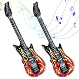 2 Piezas Guitarras Inflables Rock,Guitarra Hinchable Rock para Fiestas,DecoracióN de Guitarra Inflable,Decoración Temática Infantil y Carnaval