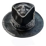 NURCIX Sombrero de vaquero de fieltro, sombrero de vaquero occidental, esqueleto gótico, sombrero de vaquero de peluche, sombrero de vaquera negro, sombrero de calavera de Halloween, sombrero de