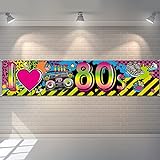 Decoración de Fiesta 80s Bandea de I Love 80s, Señal de Hip Hop de 1980s Fondo de Cabina Suministros de Fiesta Cumpleaños, 70,8 x 15,7 Pulgadas