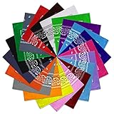 FEPITO 20 bandanas de cachemira, bandanas de vaquero surtidas, unisex, novedosas, estampadas, para mujeres y hombres, Color Variado, 21.6 x 21.6 inch