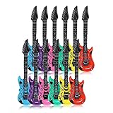 Schramm® 12 Unidades de Guitarras de Aire de Colores de 100 cm en 6 Colores Inflable de Guitarra de Aire