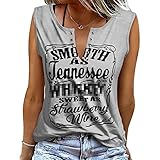 heekpek Camiseta sin Mangas Mujer Verano Cuello en V Casual Tops Estampado Camisetas Básicas sin Mangas Mujer Sexy Sleeveless Shirt tee, Gris, XL