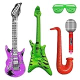 Juego de Instrumentos Musicales Inflables de 5 Piezas - Accesorios y Decoraciones para Fiesta de Rock, Cabina de Fotos y Cosplay de Festival