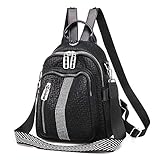 Estwell Mochila Mujer Moda Casual Mochila Pequeña Impermeable Cuero PU Bolso Bandolera Daypack Multifuncional Bolso Mochila para Escuela Viaje Trabajo, Negro