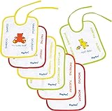 Playshoes 507170 - Pack de 7 baberos con imágenes divertidas, diseño de peluche, 25 x 20 cm, multicolores