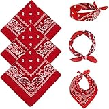 FUIPVGI 3 Piezas Pañuelos Cabeza Mujer Hombre, Bandanas Patrón de Paisley, Pañuelo Pirata con Diseño Único Estampado, Bandana de Moda y Deporte para Cuello Cabeza Muñeca Adultos y Niños (Rojo)