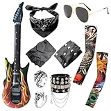 HTTDSLF 11 Piezas Disfraces de Rock Accesorios, Accesorios de Traje Punk, Disfraz de Rock de Metal Pesado para Mujeres Hombres Adulto Fiesta del Año 70 80 90