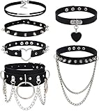 YADOCA 6 Piezas Gótico Choker Collar con Tachuelas de Cuero de Motociclista Gargantilla de Cuero de PU Gargantilla Collar Vintage de Rock de Punk Ajustable