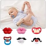 Upriver Paquete de 6 chupetes divertidos para bebés, bonitos labios besables y bigote de caballero, chupete de silicona suave para bebés y niños pequeños, sin BPA