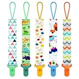 Aolso Cadena Chupete Bebe, 5pcs Chupetes de Clip bebé con Anill Silicona Chupete Bebé Clips Porta Adaptador, Cadena de Chupete de Bebé, Cadenas para Chupetes para Niño y Niña