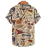 Camiseta Hawaiana De Manga Corta con Solapa De Instrumento Musical 3D Retro para Hombre,ZL-2575,Tamaño Europeo XXXL