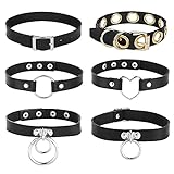 NOCHME Choker Cuero Gargantillas De Piel Para Mujer Y Niña, Ajustable Vintage Goth, Punk Gotico Rock Juego De Collar Necklace Para Mujeres, Hombres Y Niñas, Negro