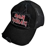 Rock Off officially licensed products Iron Maiden - Gorra de camionero con logotipo desgastado, talla única, color negro, Negro -, talla única