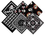 6 pcs Pañuelos Bandanas Pirata para Cuello Cabeza o Pulsera Multiusos para Hombres Mujeres Unisex Moscota 100% Algodón （modelo al azar）