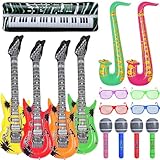 DUGEHO Guitarra Saxofón Micrófono Globos Instrumentos Musicales Accesorios Gafas, Estrella de Rock Globos Artículos para fiestas Cumpleaños Fiesta de Carnaval Regalo