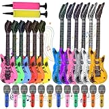 26uds Guitarras y Micrófonos Inflables de Rock Star, Globos de Instrumentos Musicales de Guitarra Inflables Micrófonos y Guitarras Inflable Recuerdos de Fiesta con Temática Musical