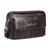 Xieben Cuero Muñequera Monedero para Hombres Mujeres Viajes De Negocios Aire Libre Correa de Muñeca Fanny Embrague Bolsa Monedero Bolsa Múltiple Soporte para Teléfono Phone Café