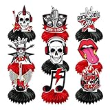 Decoración Fiesta de Cumpleaños Adorno de guirnalda rock roll cumpleaños música rock decoración Adorno Panal Feliz Cumpleaños Decoración Centro de Mesa para Fiesta de Cumpleaños