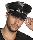Boland 82001 - Gorro de rocker, imitación de piel, negro, unisex, con cadena de eslabones, sombrero, sombrero, sombrero, disfraz, carnaval, fiesta temática