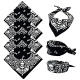TUONYIS 4 Piezas Bandanas Paisle, Bandanas Paisley Multifuncional Pañuelo Cuello para Moteros Negro, Pañuelo Pirata, Bufanda Bufandas para el cuello Muñequera Pañuelo, para Adultos y Niños (Negro)