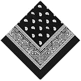 sularpek 1 Pieza Bandanas Paisley para Hombre y Mujer, Pañuelo de Bandana Grande, Pañuelo Multifunción, Bandana o Bufanda, Para Moteros Disfraz o Complemento de Moda(Negro)