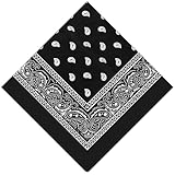 sularpek 1 Pieza Bandanas Paisley para Hombre y Mujer, Pañuelo de Bandana Grande, Pañuelo Multifunción, Bandana o Bufanda, Para Moteros Disfraz o Complemento de Moda(Negro)