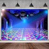 MIRRORANG 1,8x1,1m Disco Bandera Disco Salón de Baile Club Nocturno Neón Música Años 80 por Adultos Fiesta de cumpleaños Decoración Bandera Tema Disco Fiesta de cumpleaños Fondo