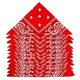 ZWOOS Bandanas Paisley, 12 Piezas Foulards, Pañuelos para el cuello para Hombre y Mujer (Rojo)