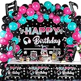 Guirnalda de globos para decoración de cumpleaños, 107 unidades, globos rosados, globos negros y azules, fondo fotográfico, decoración para niños y niñas